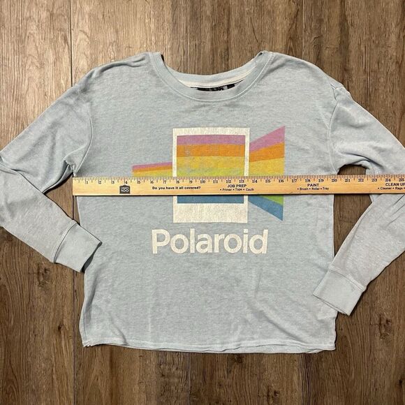 Polaroid Retro Shirt Womens S Cropped Long Sleeve Camera Photography Colorful - Picture 4 of 7